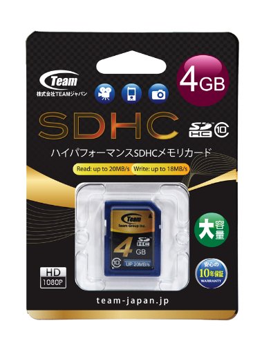 SDHC SDJ[h CLASS10 4GB 20Mb/s(TG004G0SD28K) Team