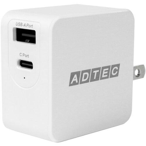 ADTEC PDΉ GaN AC[d/65W/USB Type-A 1|[g Type-C 1|[g/zCg}(APD-A065AC-WM-WH) AhebN