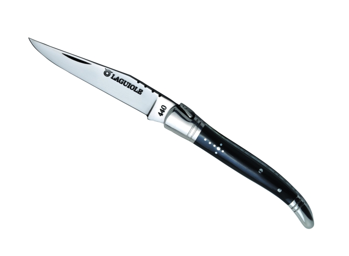 Laguiole knife 11cm true black horn BD-0011 Vo[ S/200mmA[/110~23mmAu[h/92mm ofI(Baladeo)