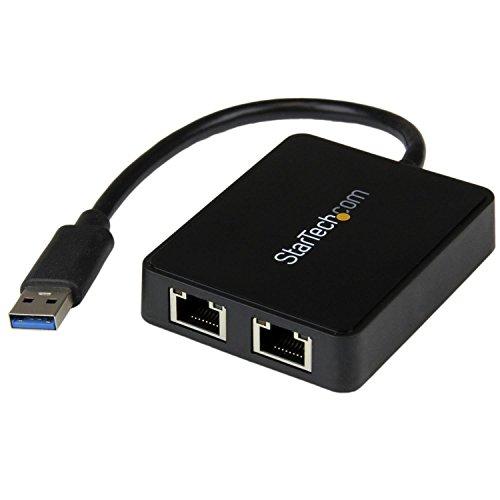 USB 3.0 to Dual Port Gigabit Ethernet Adapter NIC w/ USB Port(USB32000SPT) Startech