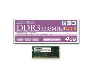 GH-DWT1333-4GB [SODIMM DDR3 PC3-10600 4GB] m[gpDDR3-1333 204pin 4GB 5Nۏ (GH-DWT1333-4GB) O[nEX