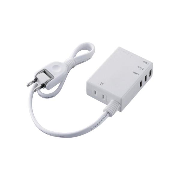 MOT-U06-2134WH USB^bv/USBX~3/AC~1/P[u60cm/3.1A/zCg(MOT-U06-2134WH) ELECOM GR