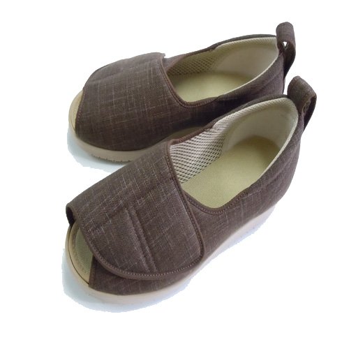 あゆみシューズ オープン和 (なごみ) 茶 両足 1026 5L 徳武産業