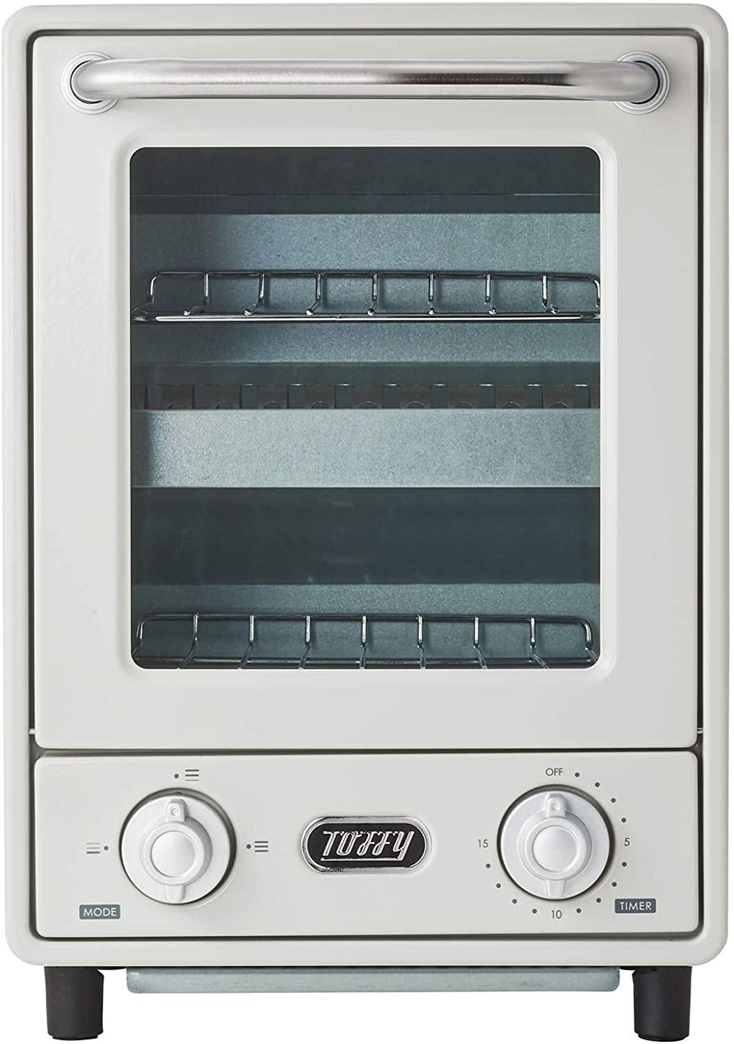  【Toffy/トフィー】 オーブントースター K-TS4(アッシュホワイト) 縦型トースター 2段トースター 新型 スリム レトロ K-TS4-AW