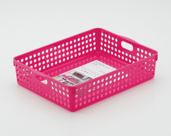 ECJOY!】 イノマタ化学 ストックバスケット/収納ボックス/整理カゴ(A4) ローズピンク サイズ：26.4×35.3×高さ8.1cm