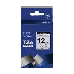 TZeテープ ピータッチ専用テープ(ノンラミネートテープ/白テープ/黒字) 12mm幅×長さ8m(TZE-N231)