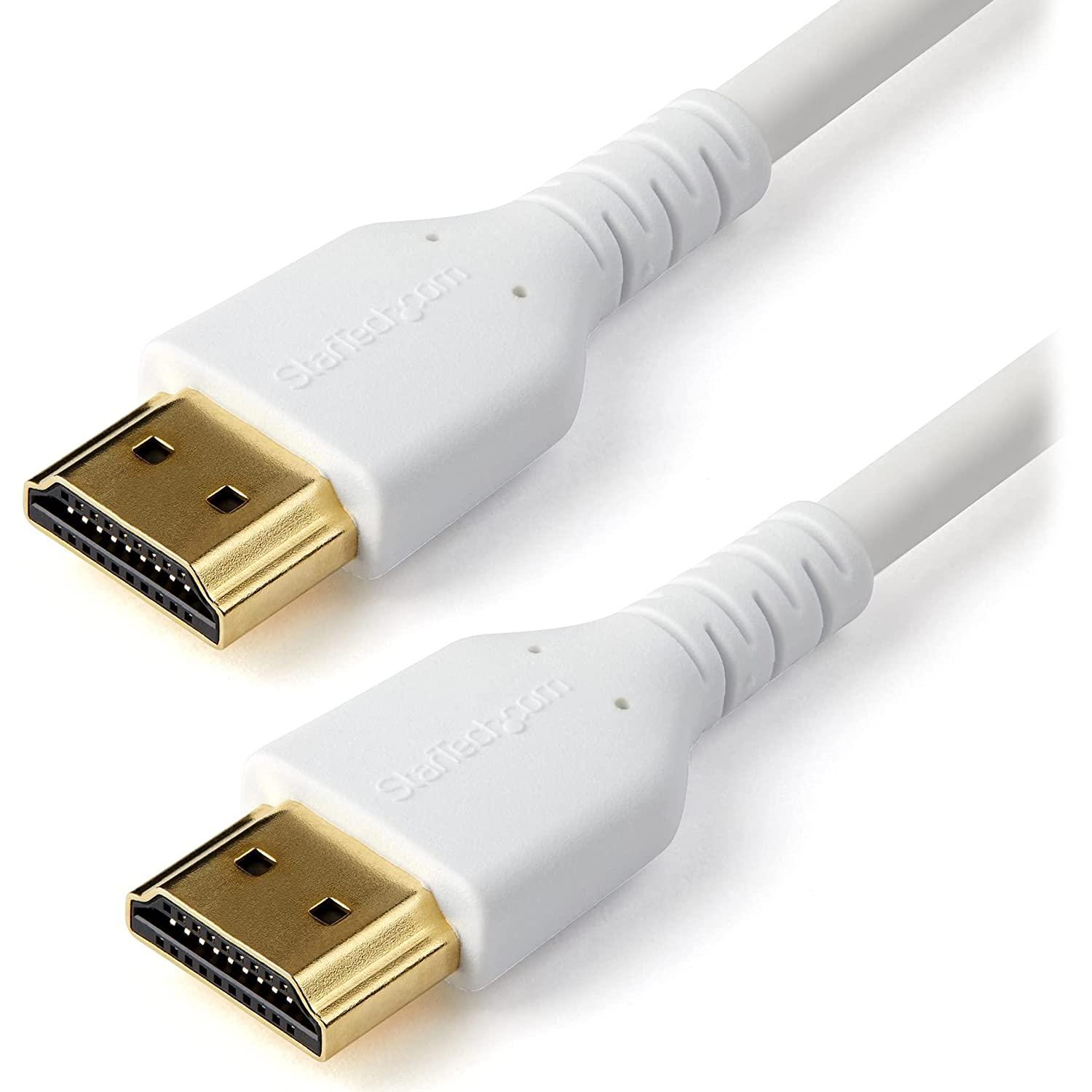 StarTech.com プレミアムハイスピードHDMIケーブル 1m ホワイト Premium HDMI cable規格認証 HDMI2.0準拠 イーサネット対応 4K/60Hz RHDMM1MPW