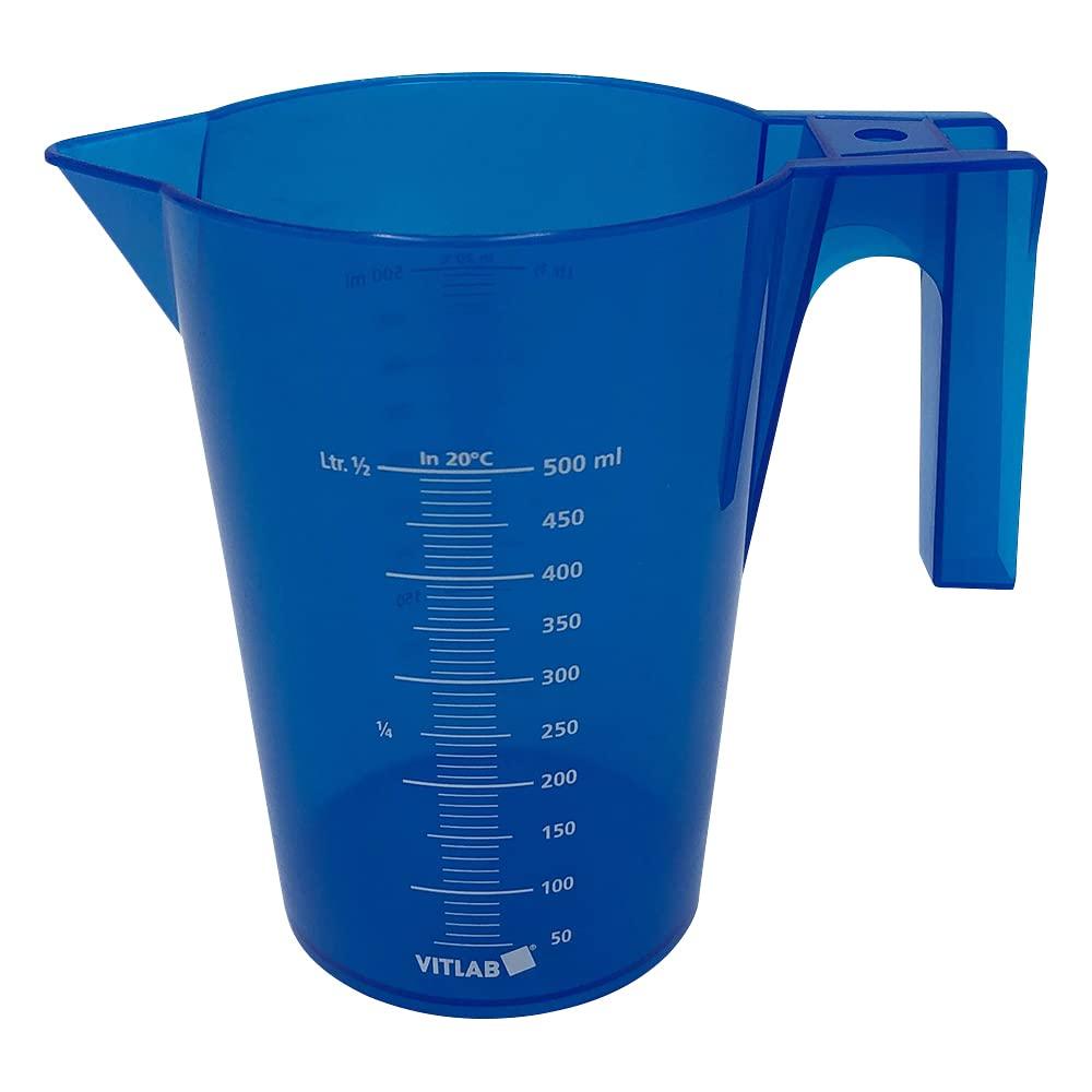 カラフル手付ビーカー（積み重ねタイプ）　500mL　青  481942 1個