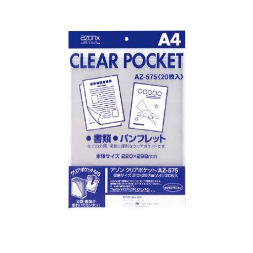 クリアポケット（20枚）　A4/298×220mm EA762CB-228 20枚入