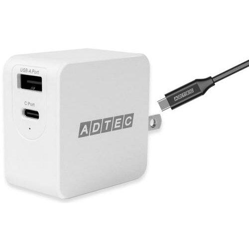 ADTEC PDΉ GaN AC[d/65W/USB Type-A 1|[g Type-C 1|[g/zCg (APD-A065AC-WC-WH)