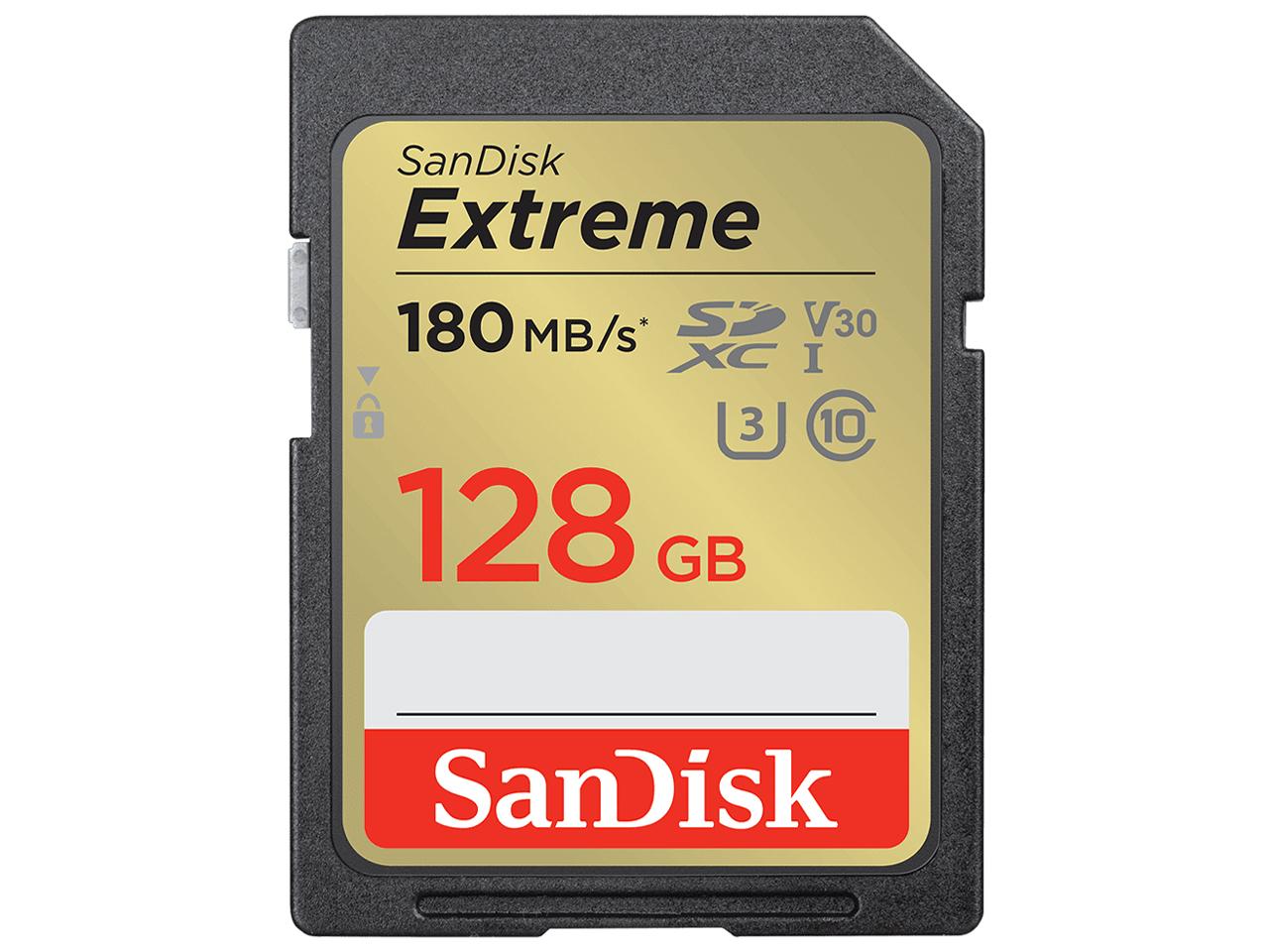  SanDisk 128GB Extreme SDXC UHS-I Memory Card - C10, U3, V30, 4K, UHD, SD Card - SDSDXVA-128G-GNCIN