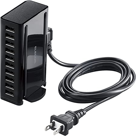AC充電器/USB充電器/卓上多ポート/合計60W/USB-A10ポート/縦置き横置き対応/ブラック