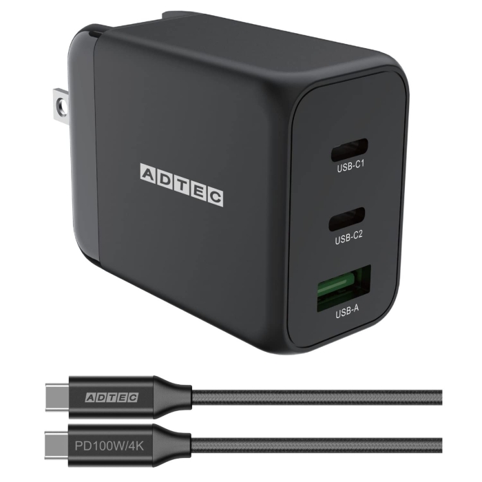 Power DeliveryΉ GaN AC[d/65W/USB Type-A 1|[g Type-C 2|[g/ubN  Type-C to CP[uZbgyAPD-V065AC2-wC-BKz