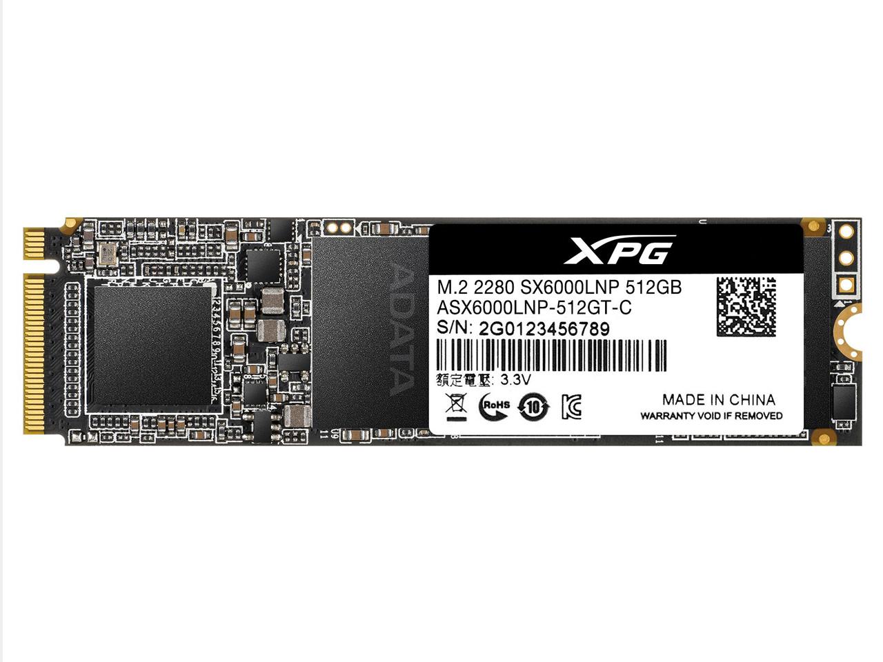 ADATA M.2 PCIe Gen3 SSD with Heatsink SX6000PNP Lite 512GB ǎ 2100MB/s /  1500MB/s 5Nۏ   (ASX6000LNP-512GT-C)