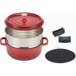 ジョイア キャセロール24cm＆蒸し器4点セット XC-4RE レッド