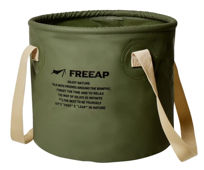 FREEAP ラウンドバケット10L カーキ アウトドア (-)