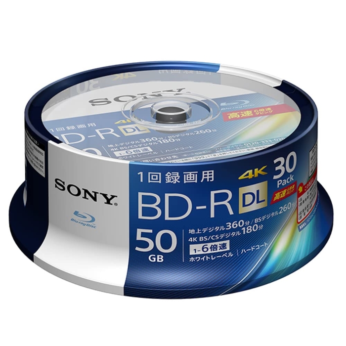 ECJOY!】 SONY ビデオ用BD-R(一回録画)50GB6倍速30枚スピンドル