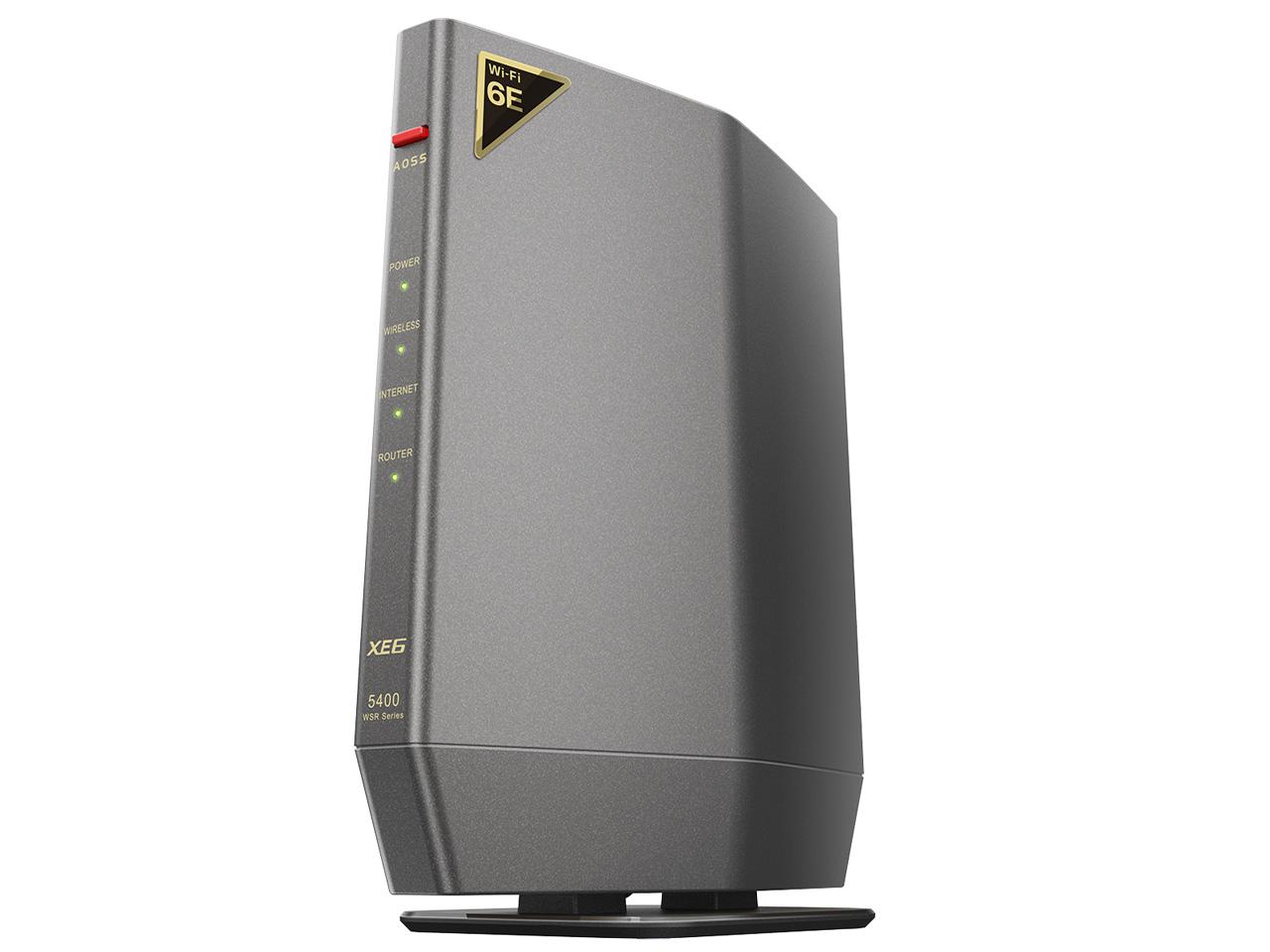 WSR-5400XE6 AirStation Wi-Fi 6E ΉgCoh LAN[^[ WPA/WPA2/WPA3/WEP IEEE802.11a/b/g/n/ac/ax 4|[g 10BASE-T(10Mbps)/100BASE-TX(100Mbps)/1000BASE-T(1000Mbps)