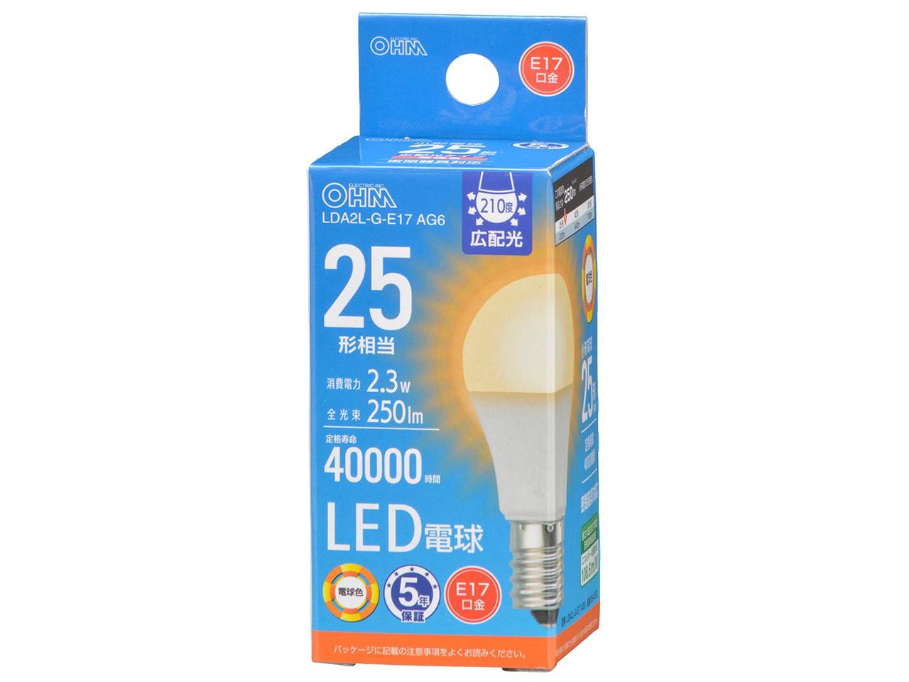 LEDd `(25`/250 lm/2.3W/dF/E17/Lz210/Ή/fMގ{HΉ) LDA2L-G-E17 AG6