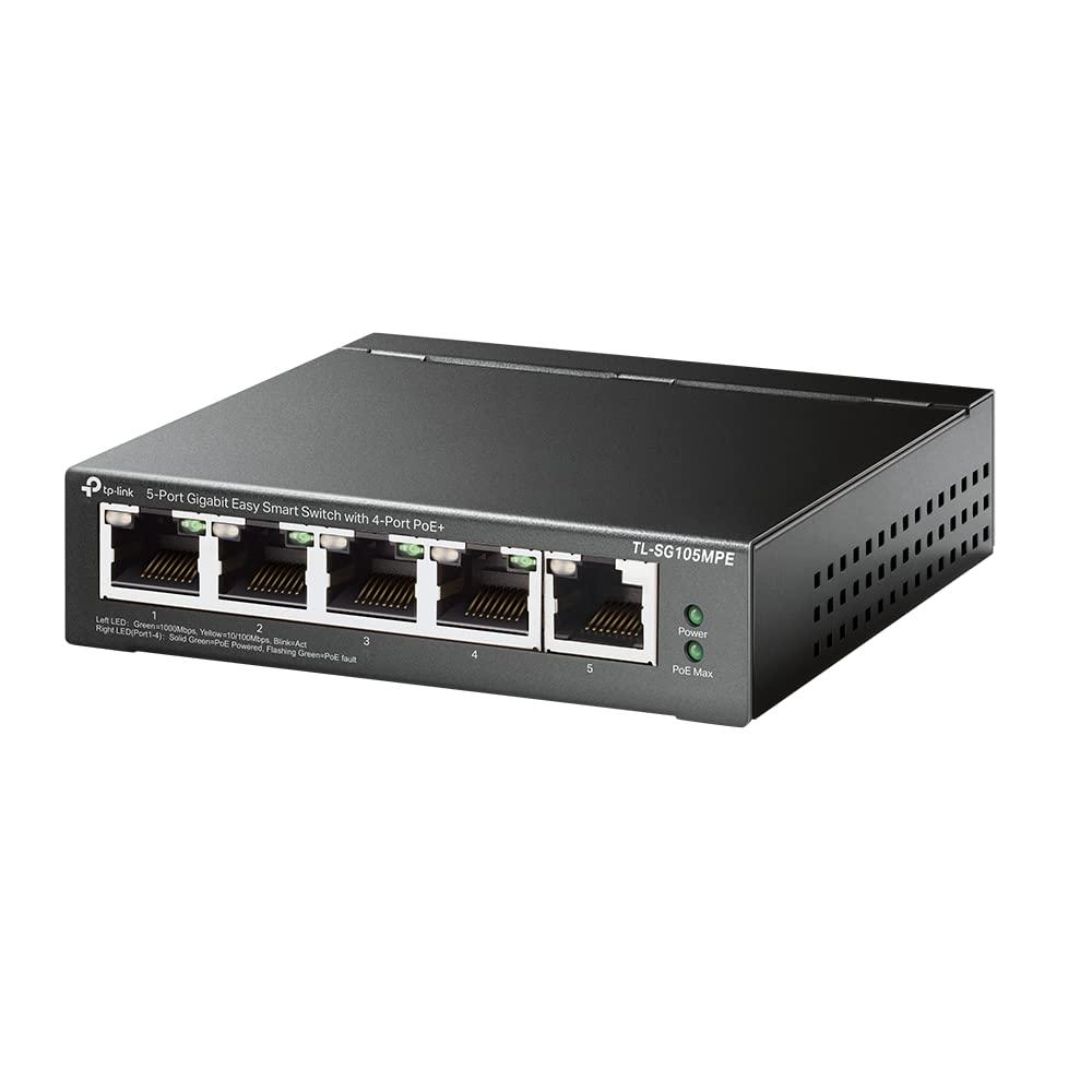 5-Port Gigabit Easy Smart PoE/PoE+ Switch(4PoE+|[g)(TL-SG105MPE(UN)) TP-LINK