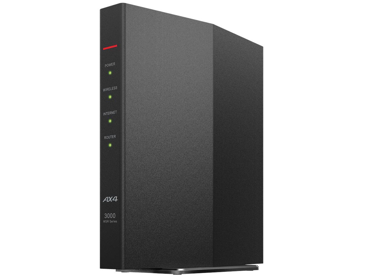 WSR-3000AX4P-BK AirStation LAN[^[ ubN WPA/WPA2/WPA3/WEP IEEE802.11a/b/g/n/ac/ax 3|[g 10BASE-T(10Mbps)/100BASE-TX(100Mbps)/1000BASE-T(1000Mbps)