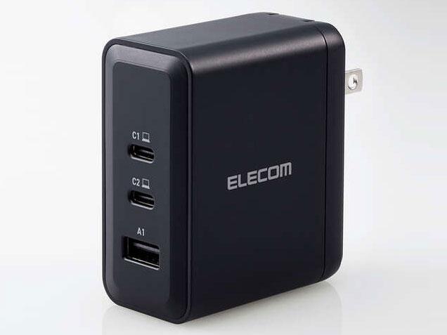 AC充電器/USB PD対応/100W/USB-Cx2/USB-Ax1(ACDC-PD65100BK)