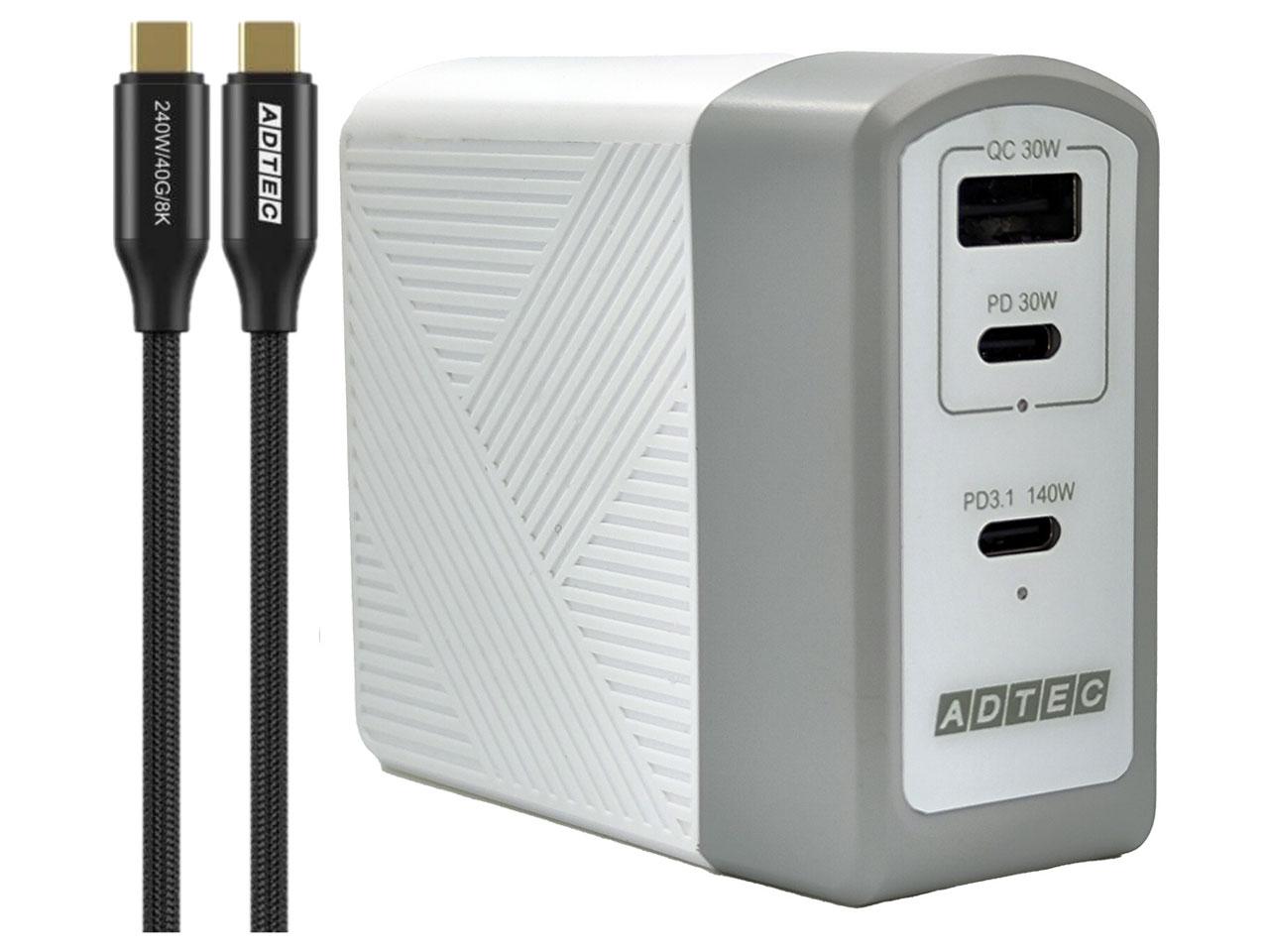 Power Delivery 3.1Ή GaN AC[d/140W/USB Type-C 2|[g Type-A 1|[g/zCg  Type-C to CP[uZbgyAPD-A140AC2-wC24-WHz