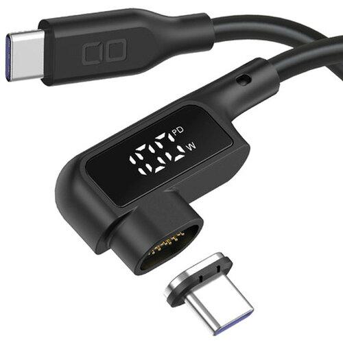 ディスプレイ表示付き L字型マグネットシリコンケーブル 100W 2m(CIO-SLLMG-SC-CC2-BK)