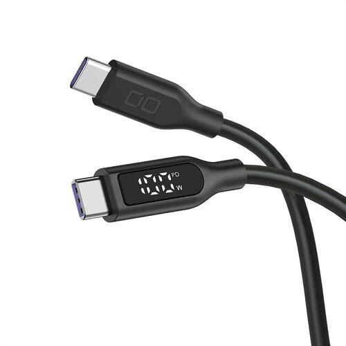 ディスプレイ表示付き シリコンケーブル CtoC 100W 1m(CIO-SL-SC-CC1-BK)