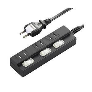 HSBKTPK32K 節電タップ  黒 HSBK-TPK32-K [2.0m /3個口 /スイッチ付き(個別)]