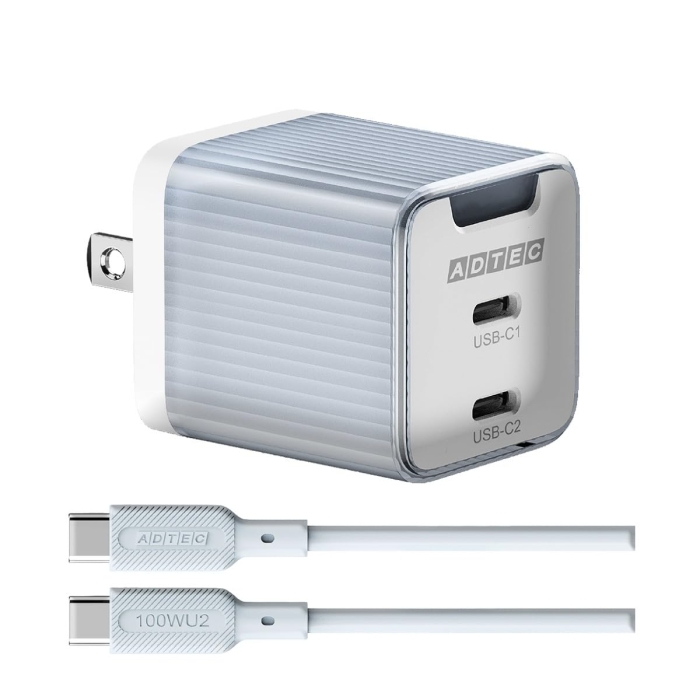 Power DeliveryΉ GaN AC[d/45W/USB Type-C 2|[g/u[  Type-C to CP[u(1m)ZbgyAPD-V045C2-BL-SC10U2z