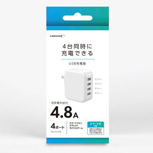 HDAC4U24WH HIDISC 4䓯ɏ[dłUSB[d USB-A x4 |[g HIDISC zCg HD-AC4U24WH [4|[g]