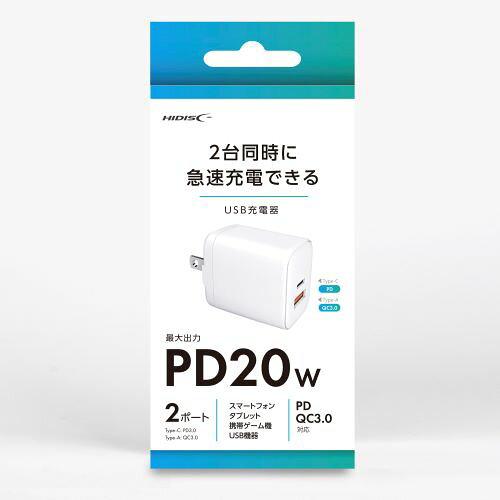 HDAC2P20WH HIDISC 2䓯ɋ}[dłUSB[d USB-C x1 Ax1 |[g  HD-AC2P20WH HIDISC  HD-AC2P20WH [2|[g /USB Power DeliveryΉ]