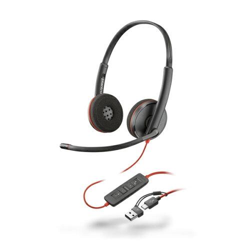 Poly Blackwire 3220 Stereo USB-C Black Headset +USB-C/A Adapter (Bulk)(8X2J9A6)