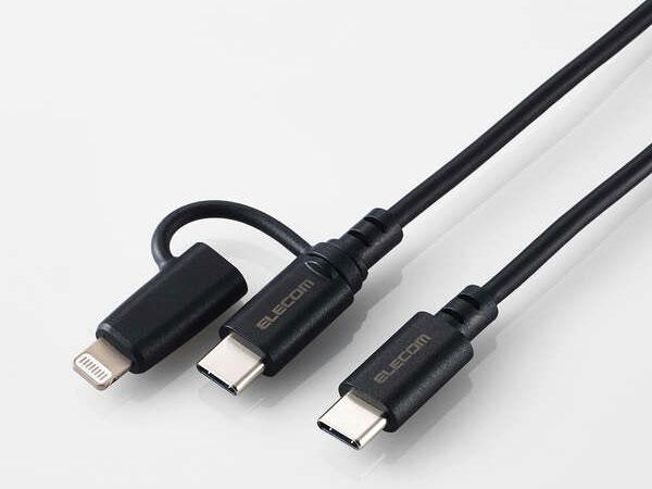 2in1USBケーブル/Type-C+Lightning/1.5m/ブラック(MPA-CCLAD15BK)