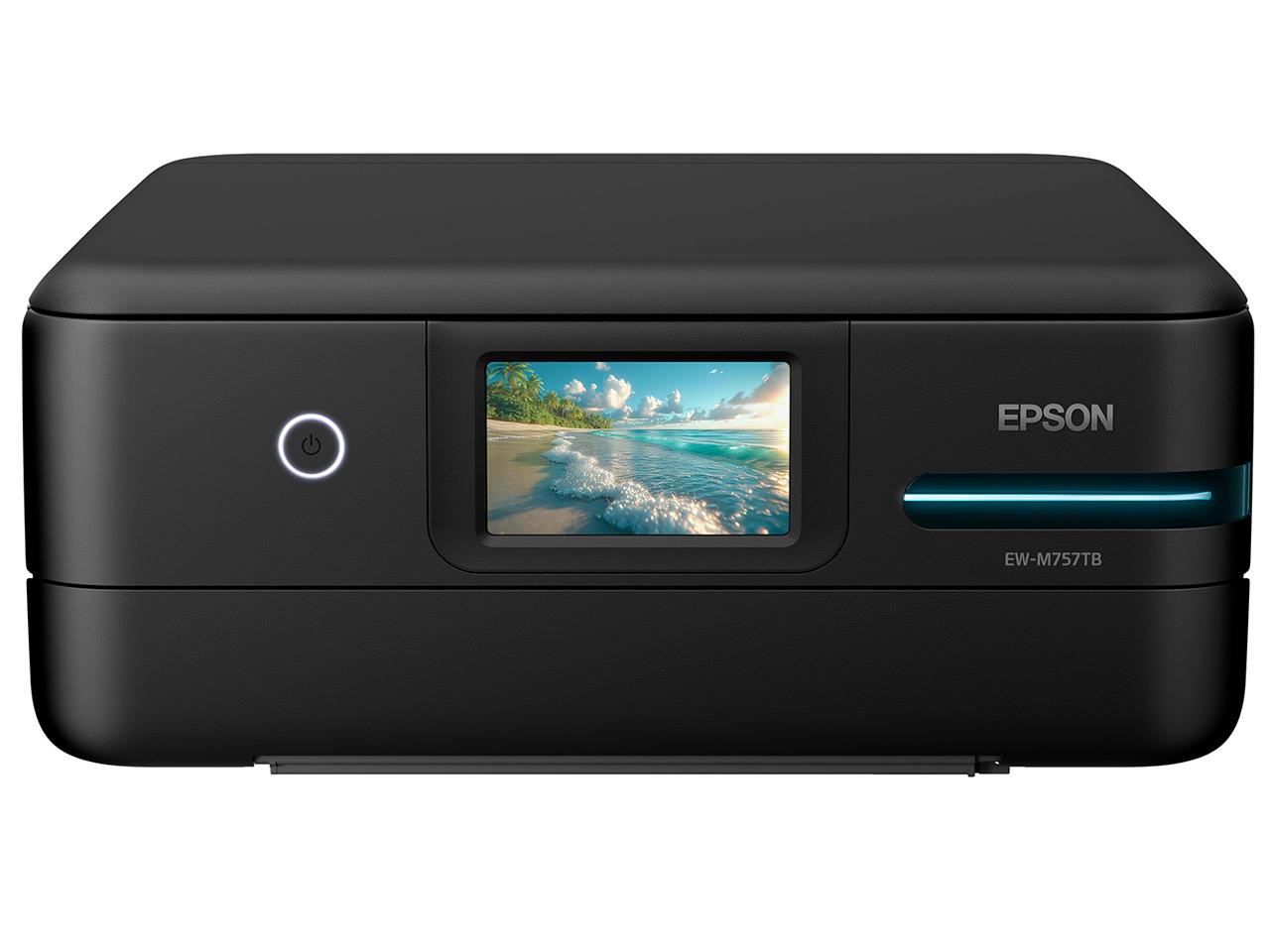 EW-M757TB エコタンク搭載モデル カラーインクジェットプリンター インク5色 染料+顔料 1200×600～4800 dpi 最大用紙サイズA4 接続(USB)〇 接続(無線LAN)〇 スキャナ機能有り コピー機能有り ブラック