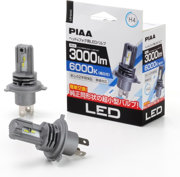 PIAA wbhCgpLEDou tȒPRg[[X H4 6000K 3000lm LEH240