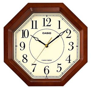 カシオ シンプルデザイン電波アナログクロック IQ-1106J-5JF 濃茶木 IQ-1106J-5JF