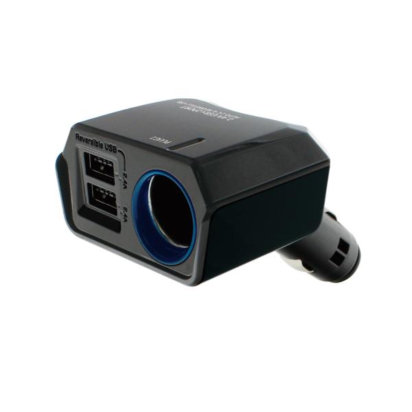 ƉbN 12Vԗp d݃\Pbgx1+USB2.4Ax2 o[VuUSB\Pbg fBNV 4.8A(_CNg) PZ-788