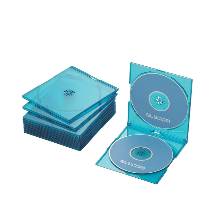  CD/DVDスリムプラケース/2枚収納/10パック/クリアブルー(CCD-JSCSW10CBU)