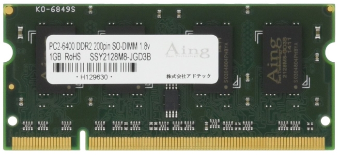 ADS6400N-1G [SODIMM DDR2 PC2-6400 1GB] m[gp[ [DDR2 PC2-6400(DDR2-800) 1GB(1GBx1g) 200PIN] ADS6400N-1G ADTEC