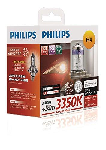 Ecjoy Philips フィリップス Philips H4 ハロゲンバルブ 明るさ最大100 アップ エクストリームヴィジョン 3350k 照射距離最大 35m ｈ4 1