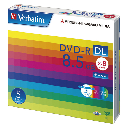 Verbatim DHR85HP5V1 f[^pDVD-R DL 8.5GB 2-8{ 5mmXP[X5pbN