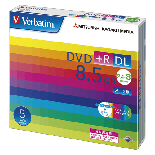 OHwfBA Verbatim DVD+R DL 8.5GB 1L^p 2.4-8{ 5mmP[X 5pbN ChΉ zCg[x DTR85HP5V1