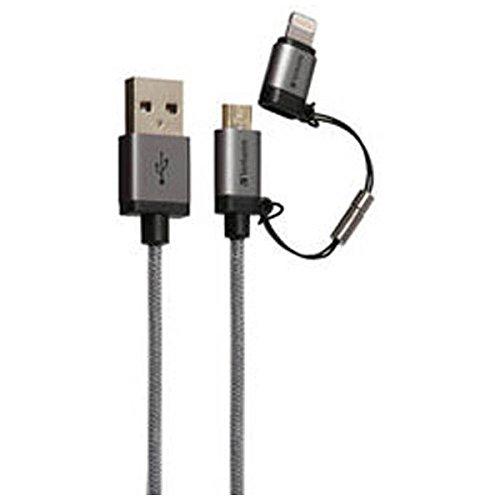 MFI認証・強靭・高耐久・ライトニングコネクタ付microUSBケーブル(64828B)