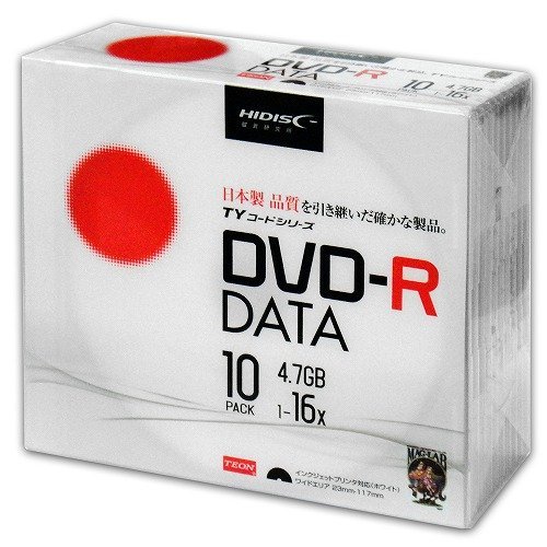 TYDR47JNP10SC [DVD-R 16{ 10g] HI DISC TYDR47JNP10SC f[^pDVD-R 4.7GB 1-16{ 5mmXP[X10pbN