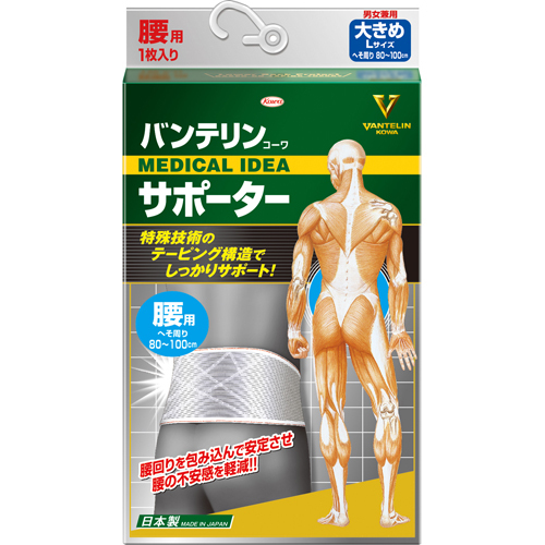 バンテリンコーワサポーター腰用 大きめ(L)80-100cm シャイニンググレー 男女共用 1枚入