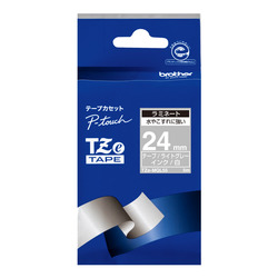 TZeテープ ピータッチ専用おしゃれテープ ラミネートつや消し(ライトグレーテープ/白字)24mm(TZE-MQL55)