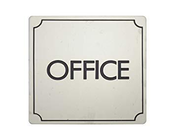 プレート OFFICE メッキ 80x80x1mm テープ付き