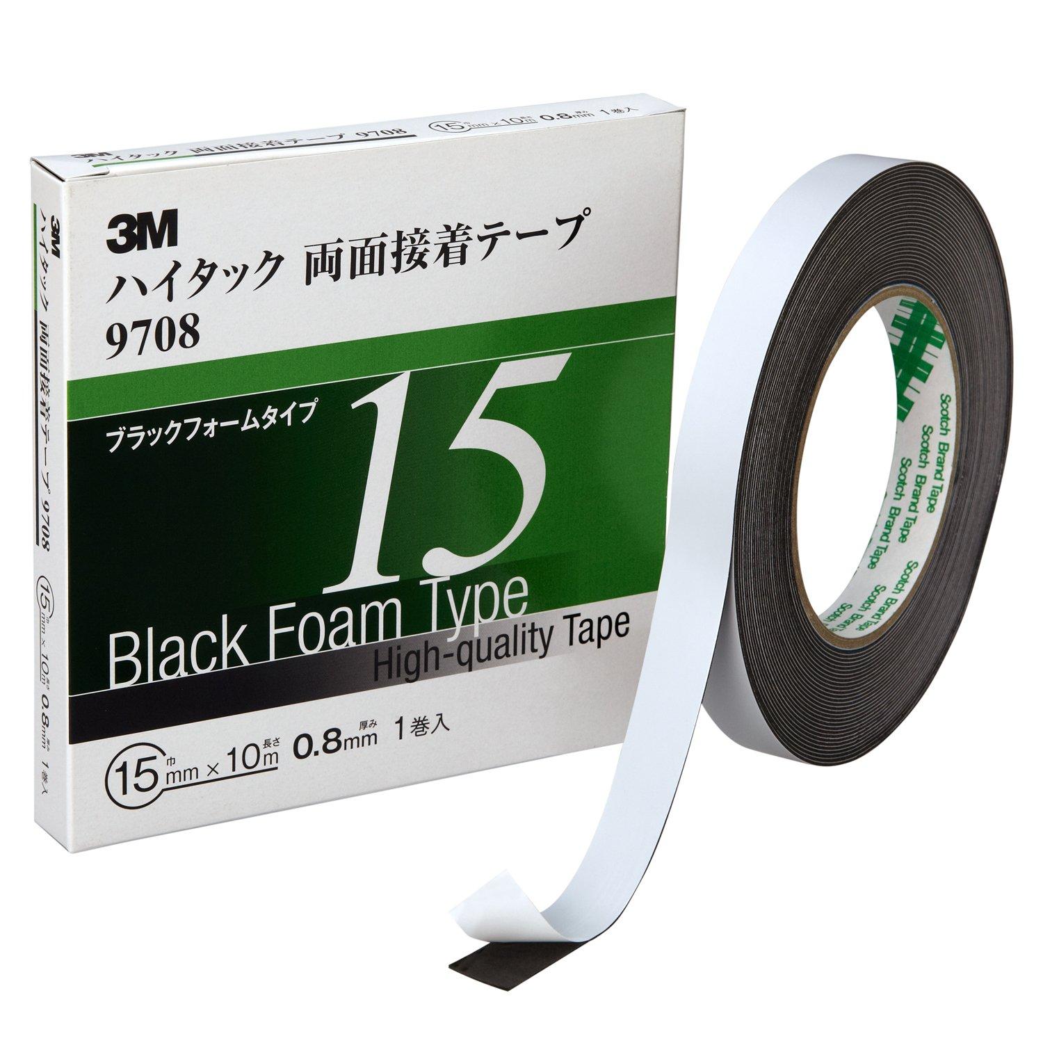 ECJOY!】 スリーエム(3M) ハイタック両面接着テープ 9708 15mmX10m 黒 (1巻=1箱)970815AAD  3080【特価￥1,369】